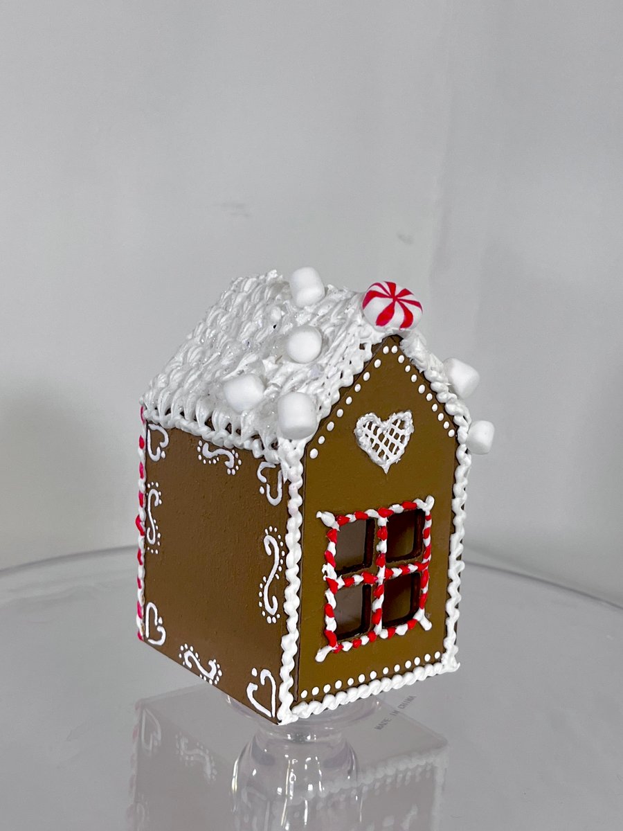 Gingerbread Ornament Style Box House Hand Painted Christmas Decorations Handmade