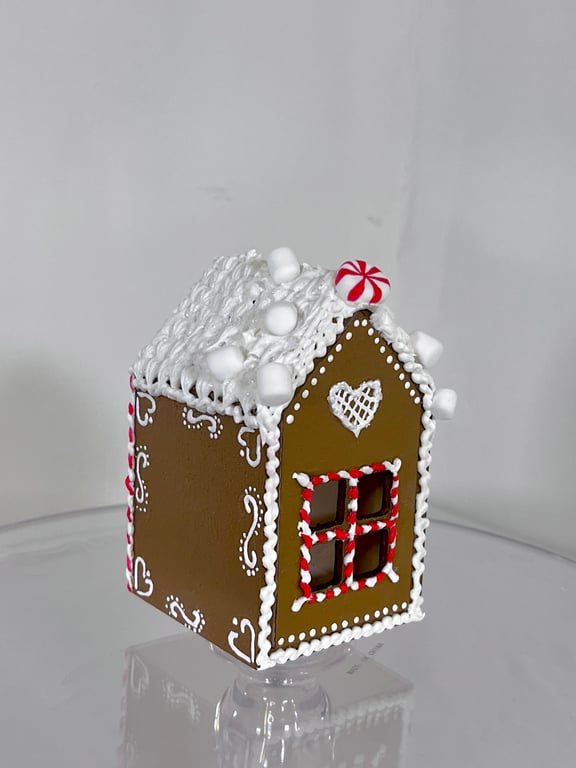 Gingerbread Ornament Style Box House Hand Painted Christmas Decorations Handmade
