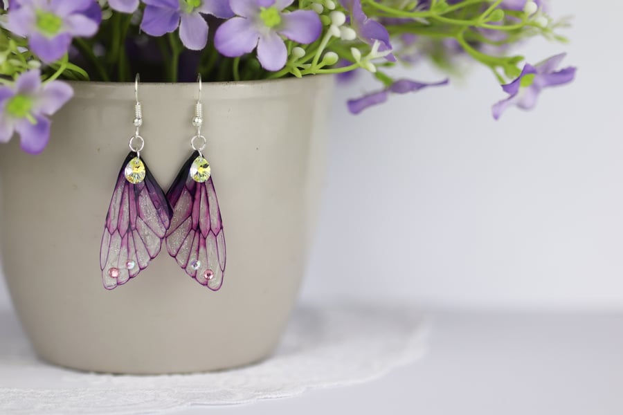 Fairy Wing Earrings - Butterfly Cicada - Soft Pink - Fairycore - Gift - Boho