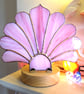 Rose Pink Stained Glass Fan Lamp - Fully wired on Wooden base - Image 3