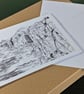 Cornish Coastline Art Card: Blank or Personalised A5-Size Greetings Card - Image 2
