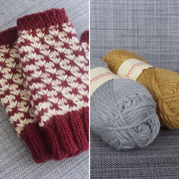 Rose Thorn Mitts (Grey & Mustard)