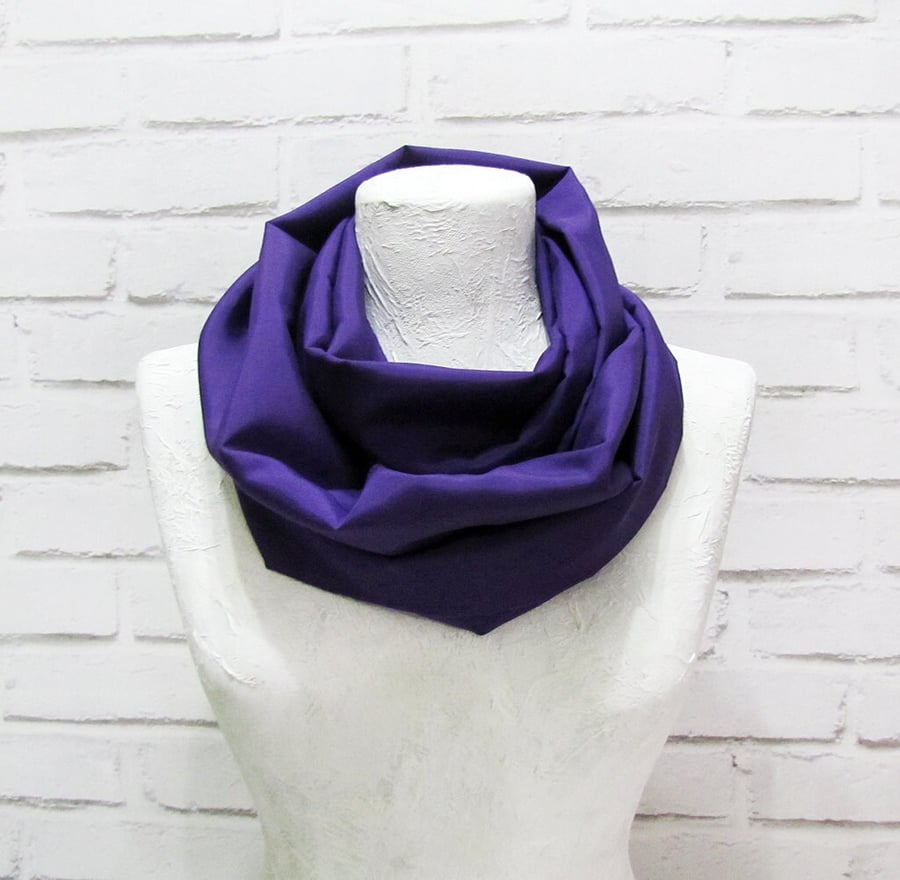 Silky pastel purple taffeta infinity scarf casual shiny shawl Gift for her
