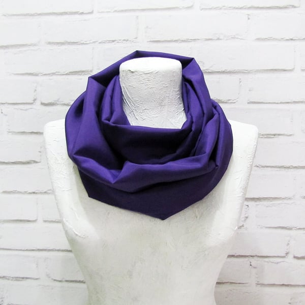Silky pastel purple taffeta infinity scarf casual shiny shawl Gift for her