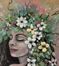 The Soul of the Wildwood – Original Mixed-Media Nature Woman Painting - Image 2