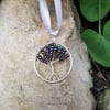 Wire Wrapped Tree of life Pendant Choker on ribbon