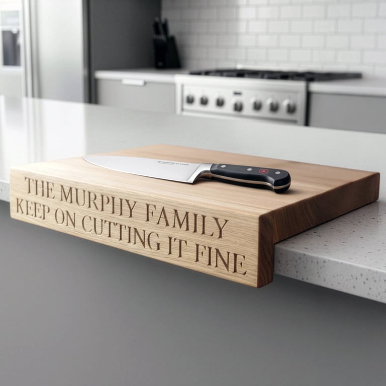 Personalised Oak Lipped Chopping Board – Countertop Saver