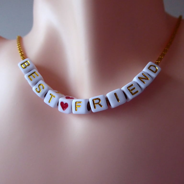 Personalised Message Necklace on Gold Coloured Chain 20 inches in length