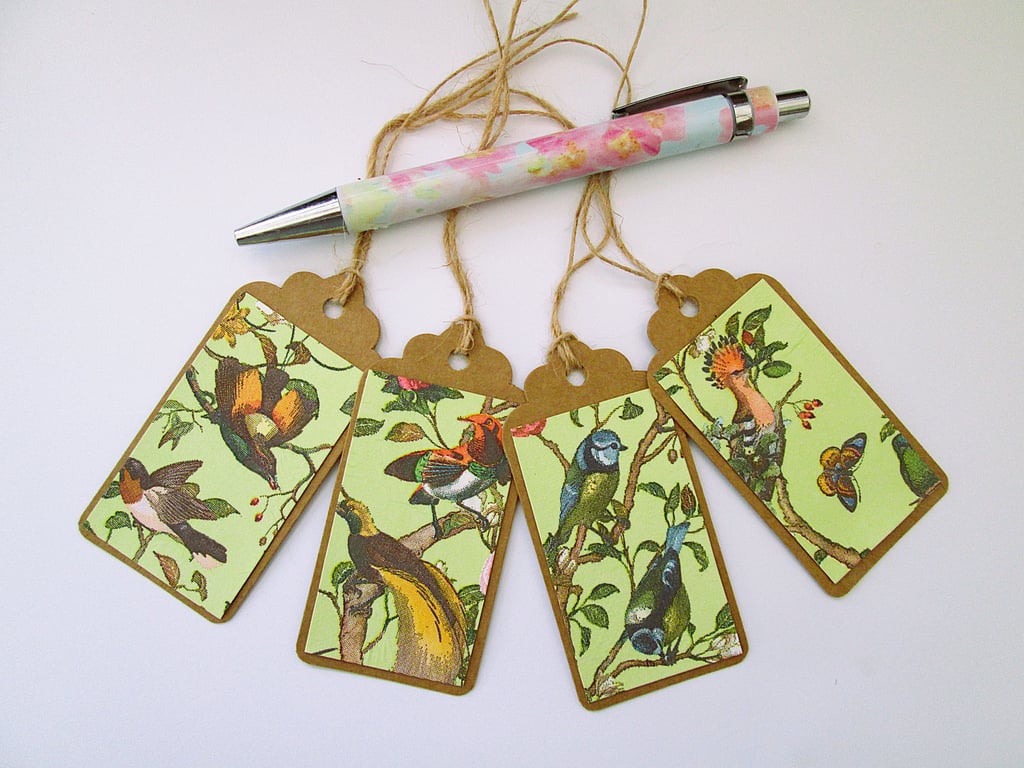 Set of 4 assorted birds gift tags for any occasion 