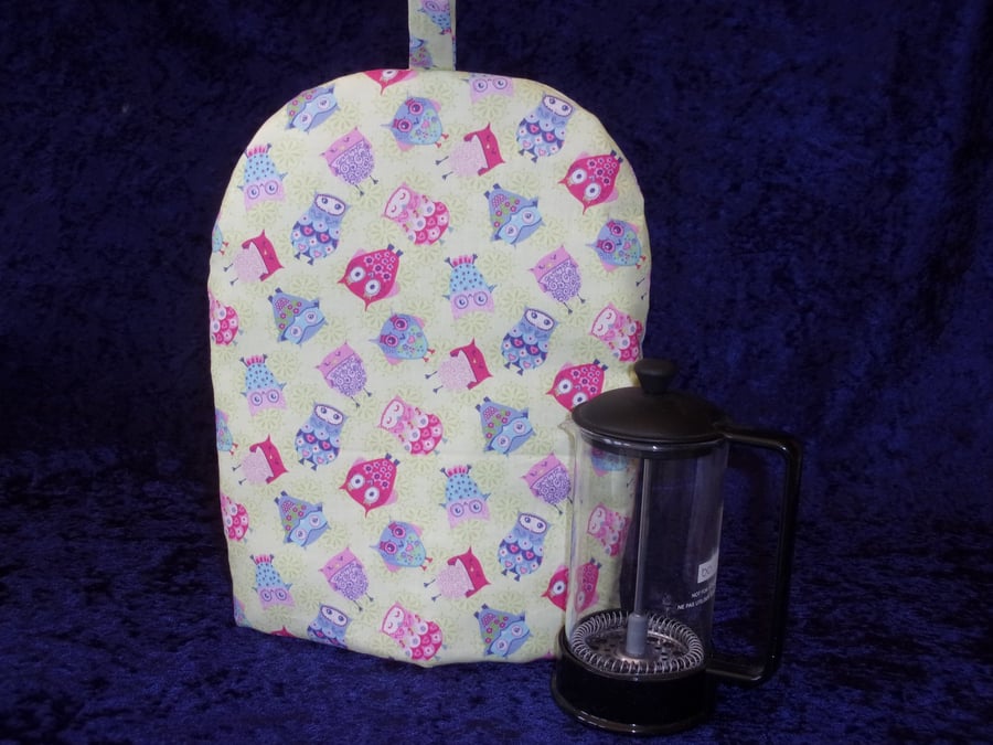 Coffee Pot cosy with Pink & Blue Owls