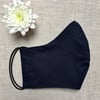 Plain Blue Cotton Fabric Face Mask with Nose Wire & Pocket Adult Child Reusable
