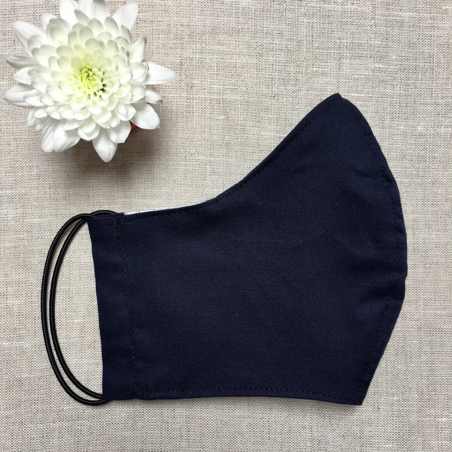 Plain Blue Cotton Fabric Face Mask Adult Child Reusable