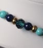 Handmade Ceramic Turquoise Cobalt Teal Beaded Necklace, Gold Clasp - Image 8