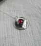 Necklace, Sterling Silver Geometric Pendant with Red Quartz - Image 6
