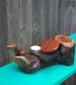 Hand-carved rustic wood pipe stand - Image 3
