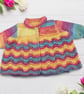 Hand Knitted Rainbow Baby Cardigan Old Shale Matinee Coat 0-3 Months Gift - Image 2