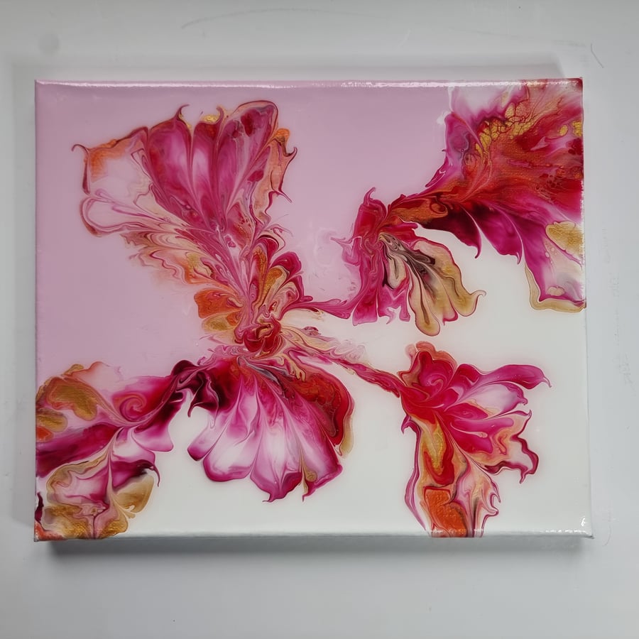 (44) Acrylic Art featuring Pink Blooms, Dancing Flow