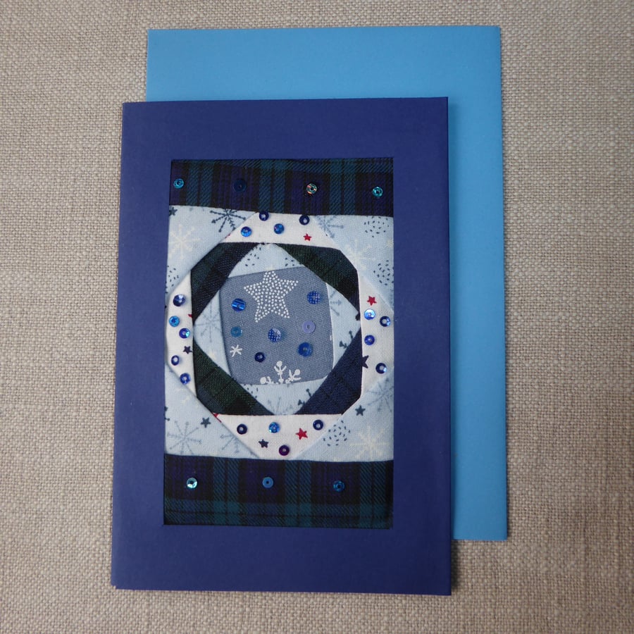 Individually Hand Crafted Textile Christmas Blank Card