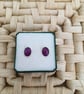 Dainty Mulberry Pink Oval Stud Earrings - Image 1