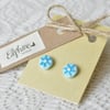 Blue & White Polymer Clay Stud Earrings