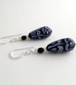 Blue & Black Pattern Drop Earrings - Image 2