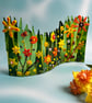 Fused Glass Wavy Panel - Large - Green - Orange - Yellow - Image 10