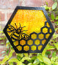 Stained Glass Honey Bee Suncatcher Hexagonal Design - Image 2