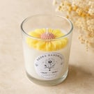 Handmade Yellow Daisy Candle in Glass Jar - Floral Gift