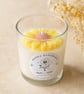 Handmade Yellow Daisy Candle in Glass Jar - Floral Gift