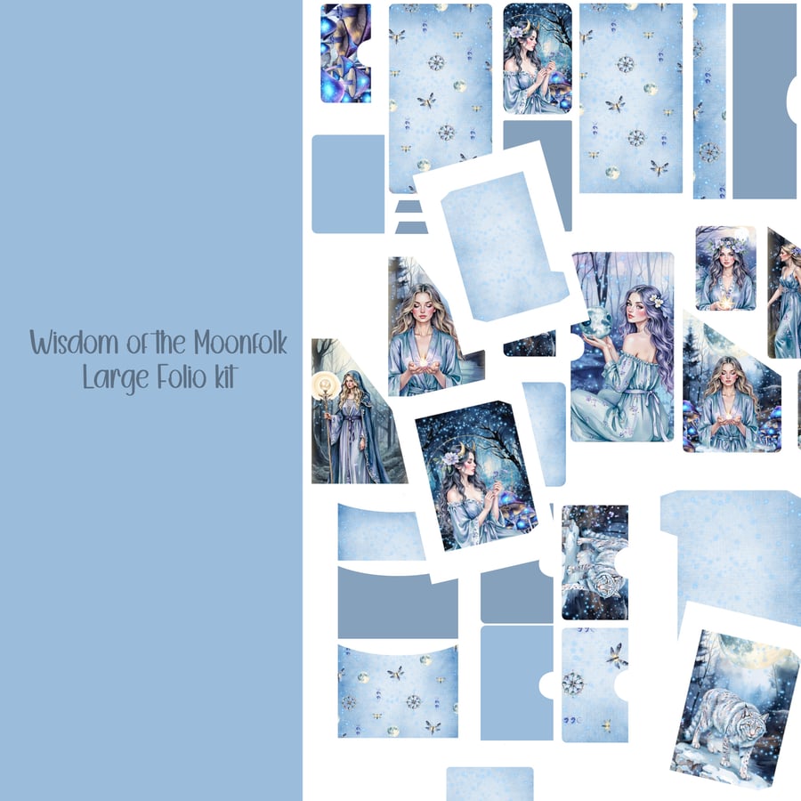 Wisdom of the Moonfolk Large folio kit Scrapbooking, Digital Download 