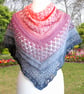 Crochet ombre lace cotton shawl in shades of peachy pink and grey. Crochet shawl - Image 5