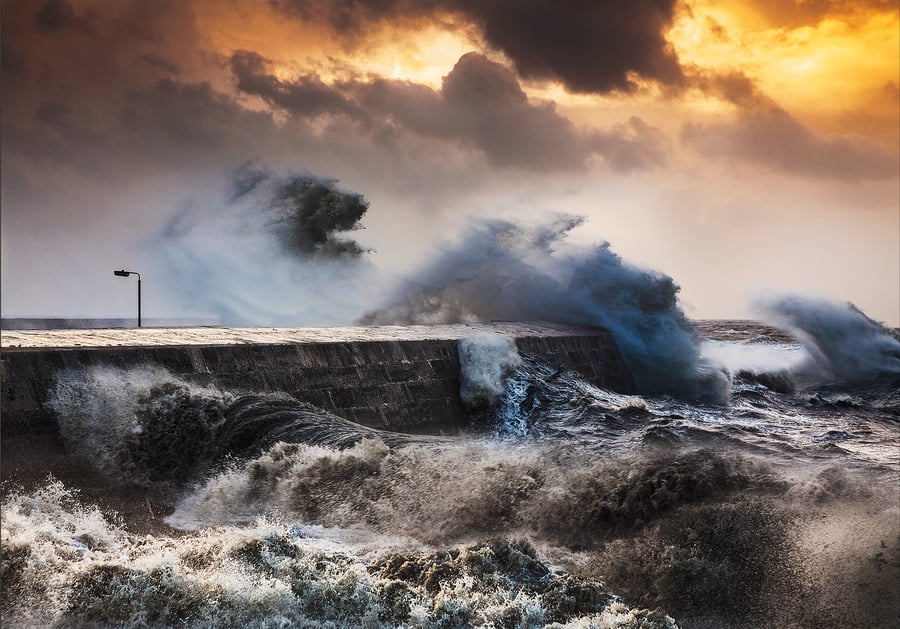 The Cobb Lyme Regis Dorset storm photographic print.