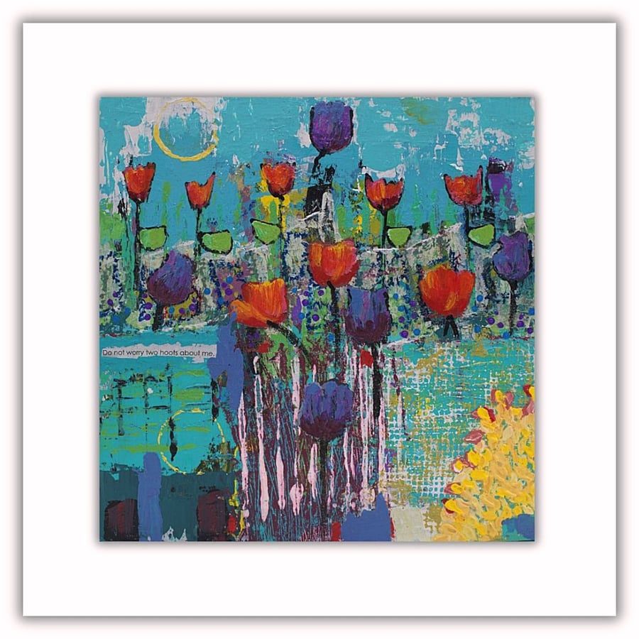 Original abstract wildflower painting - acrylics - ready to hang