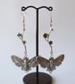 Flower Stem with Deaths Head Moth Earrings & silver plated ear wires