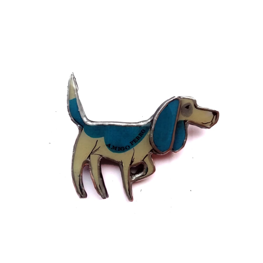 Whimsical Blue Beagle Hound 'Amigo Perro' Dog Brooch by EllyMental