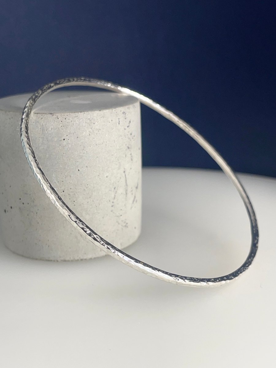 Sterling Silver Round Stacking Bangle 2mm Ham Folksy