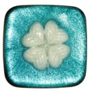 Four Leaf Clover on Emerald body ,black backing. Imprinted for Health, Wealth, A