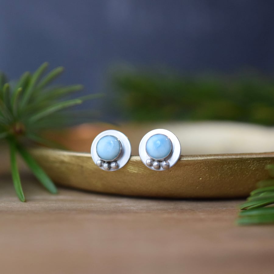 Silver earrings with Blue Larimar stone, Handmade Gift Jewellery