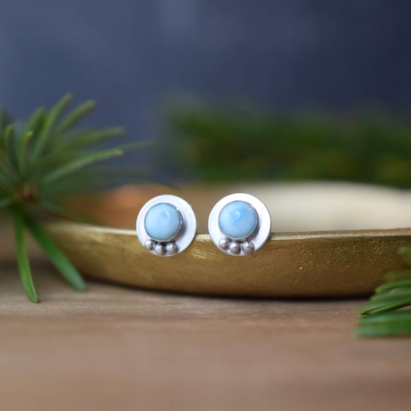 Silver earrings with Blue Larimar stone, Handmade Gift Jewellery