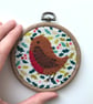 Christmas Robin Decoration, Tree decoration, Hoop Art, Embroidered Decoration - Image 3