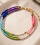 Rainbow Triple Strand Seed Bead Bracelet - Image 1