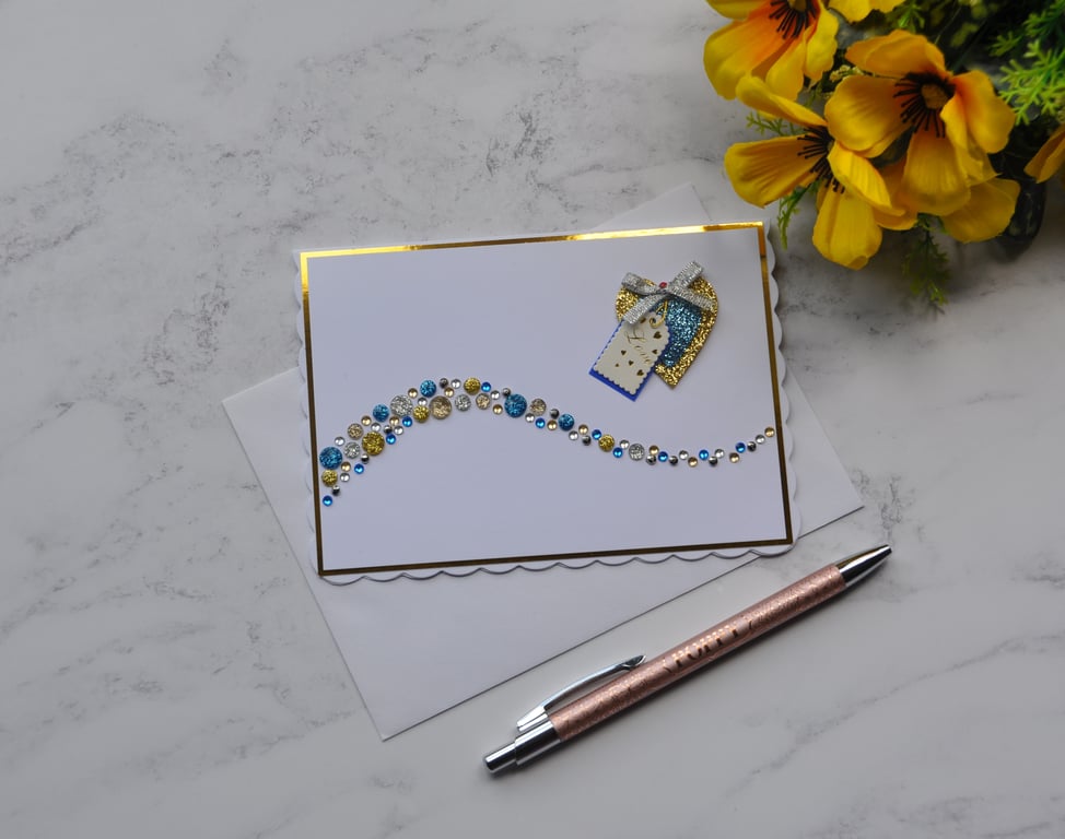 Valentine's Card Glitter Love Heart Gem Birthday Any Occasion