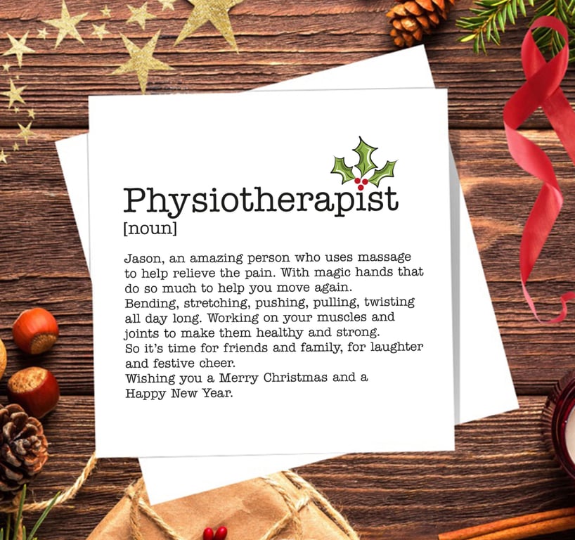 Physiotherapist Definition Christmas Card - Blank Inside