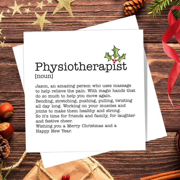 Physiotherapist Definition Christmas Card - Blank Inside