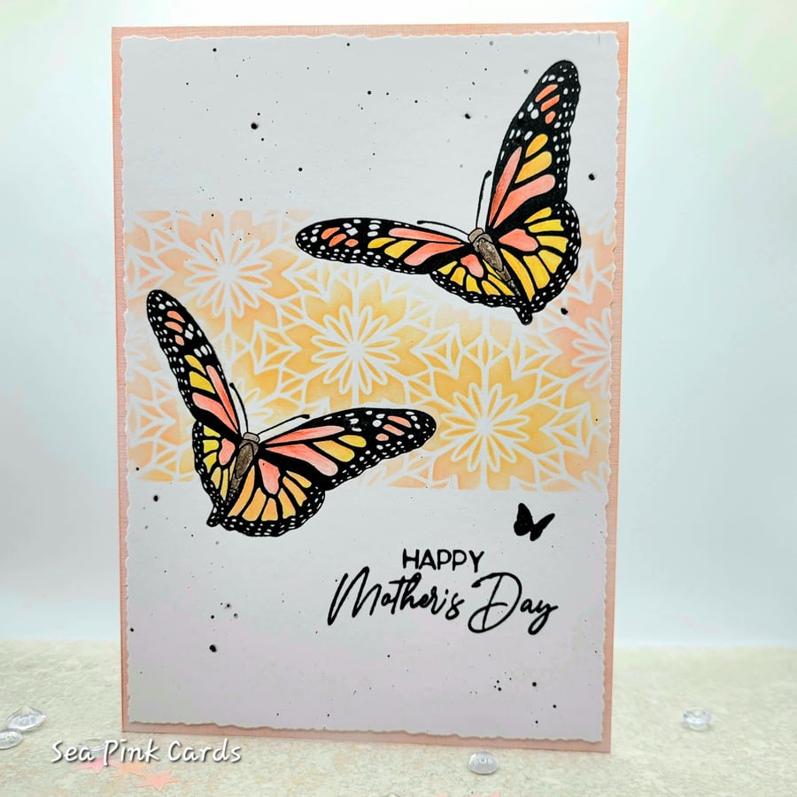 Butterfly Mother's Day Card - abstract floral, textured, embossed design
