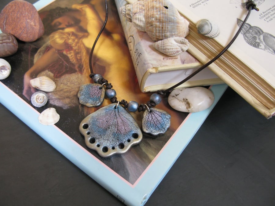 Shimmering Metallic Seashell Statement Necklace