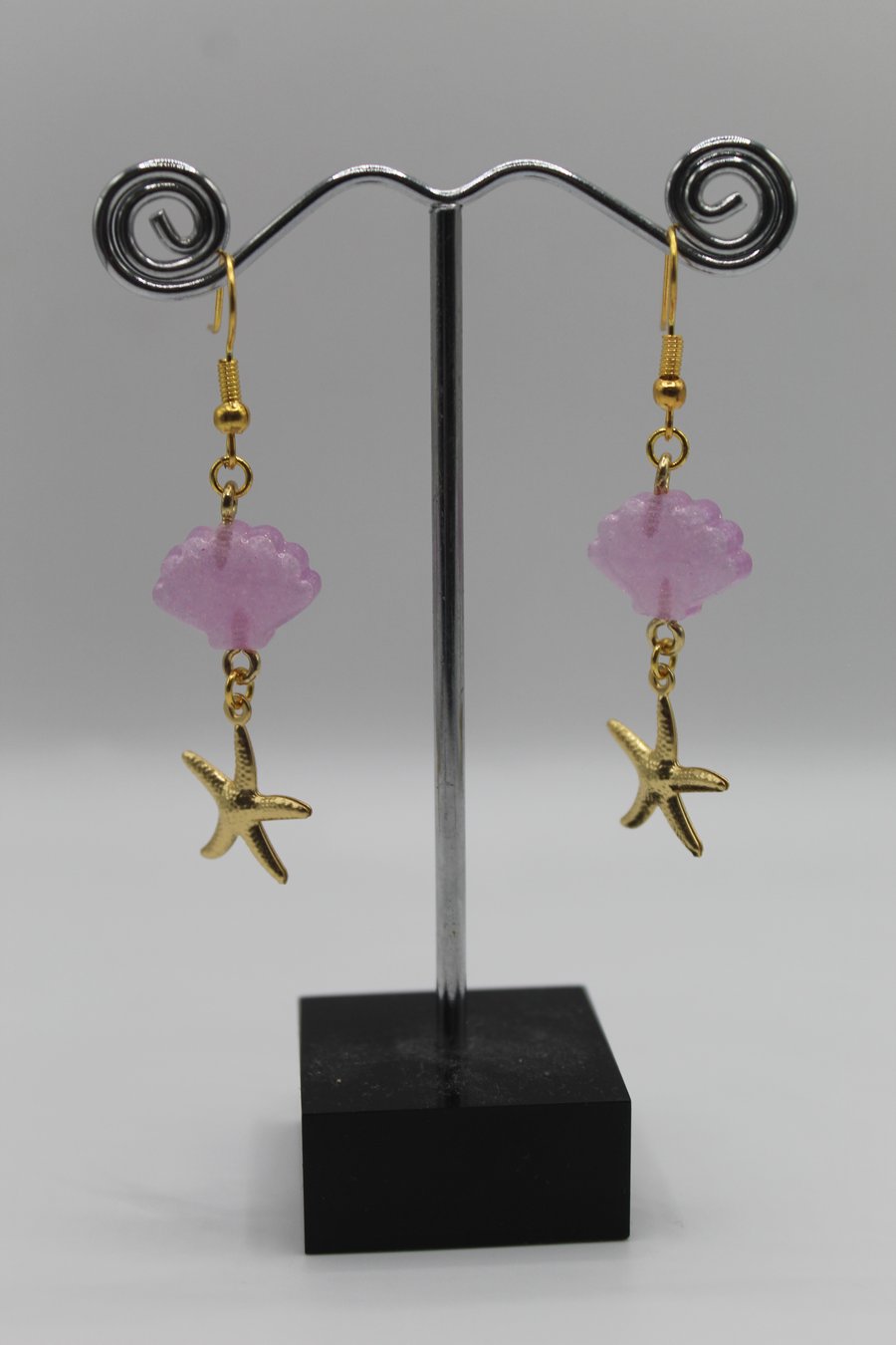 Shell Resin Earrings, Starfish Charm Earrings, Gift for Mermaids, Jewellery Gift