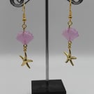 Shell Resin Earrings, Starfish Charm Earrings, Gift for Mermaids, Jewellery Gift