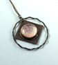 Hanging Decoration, Copper and Irridescent Pink & Blue Dichroic Glass - Image 4