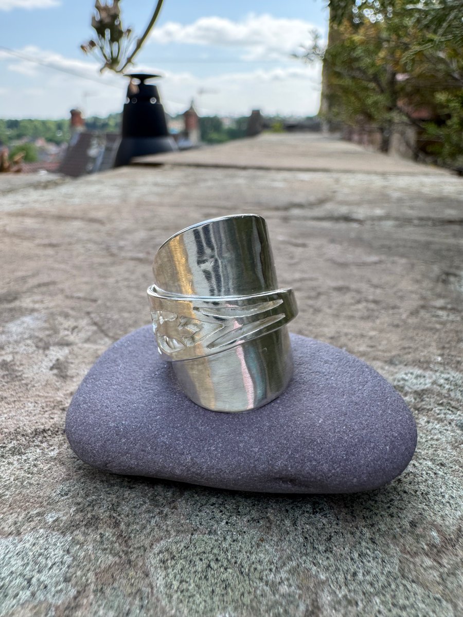 Art Nouveau inspired spoon ring 